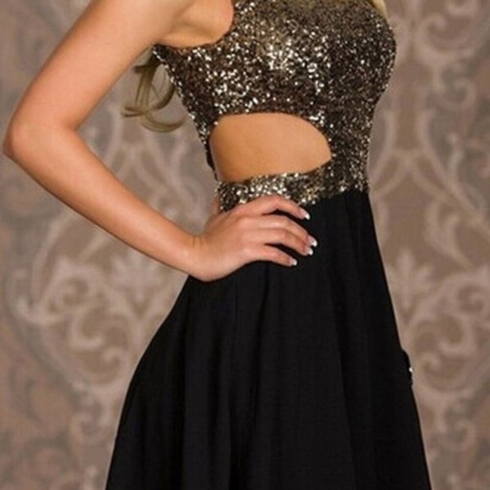 Homecoming Sleeveless Sequin Chiffon Dress